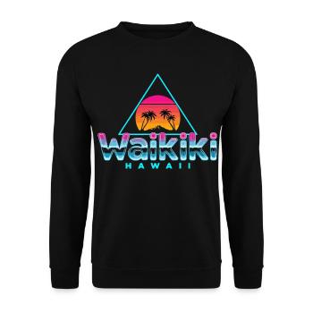 Waikiki Beach Neon Vintage - Unisex Pullover - Schwarz - Vorne - Alina (178cm) & Michal (187cm)