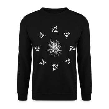 Wurzeln & Beerenzweig - Naturmotiv - Unisex Pullover - Schwarz - Vorne - Alina (178cm) & Michal (187cm)