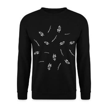Dornenzweig & Beerenranke - Botanische Kunst - Unisex Pullover - Schwarz - Vorne - Alina (178cm) & Michal (187cm)