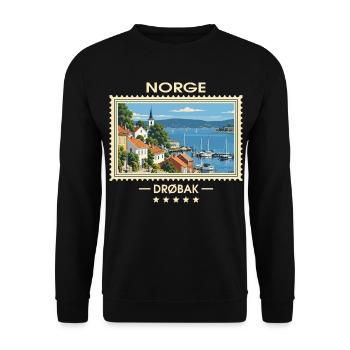 Norwegen Drøbak Vintage Reisemarke - Unisex Pullover - Schwarz - Vorne - Alina (178cm) & Michal (187cm)