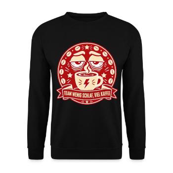 Team Wenig Schlaf Viel Kaffee Kaffeetasse - Unisex Pullover - Schwarz - Vorne - Alina (178cm) & Michal (187cm)