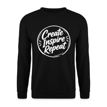 Create Inspire Repeat  - Unisex Pullover - Schwarz - Vorne - Alina (178cm) & Michal (187cm)