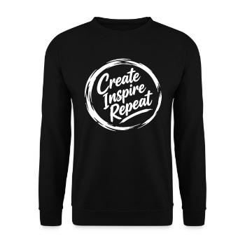 Create Inspire Repeat  - Unisex Pullover - Schwarz - Vorne - Alina (178cm) & Michal (187cm)