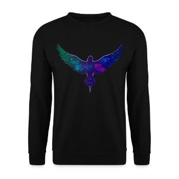 raben silhouette, sternenmuster - Unisex Pullover - Schwarz - Vorne - Alina (178cm) & Michal (187cm)