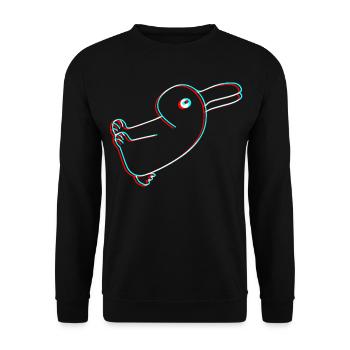 Hase und Ente Neon Glitch optische Täuschung Cool - Unisex Pullover - Schwarz - Vorne - Alina (178cm) & Michal (187cm)