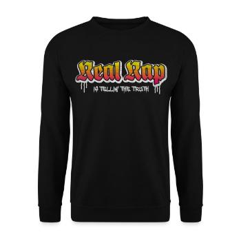 Real Rap - Hip Hop Statement - Unisex Pullover - Schwarz - Vorne - Alina (178cm) & Michal (187cm)