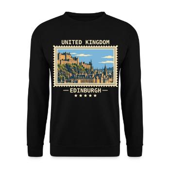 Großbritannien Edinburgh Vintage Reisemarke - Unisex Pullover - Schwarz - Vorne - Alina (178cm) & Michal (187cm)