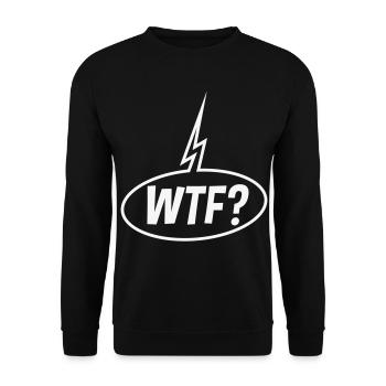 WTF Sprechblase (Fragezeichen / White) - Unisex Pullover - Schwarz - Vorne - Alina (178cm) & Michal (187cm)
