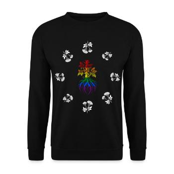 Wurzeln & Holunderbeeren - Botanische Kunst LGBTQ - Unisex Pullover - Schwarz - Vorne - Alina (178cm) & Michal (187cm)