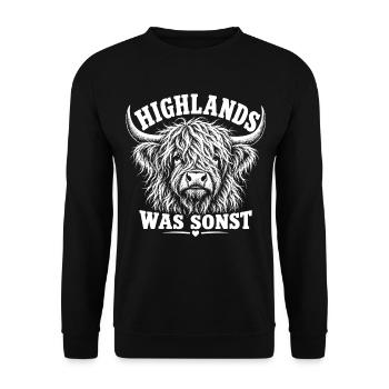 Highland Rinder - Unisex Pullover - Schwarz - Vorne - Alina (178cm) & Michal (187cm)