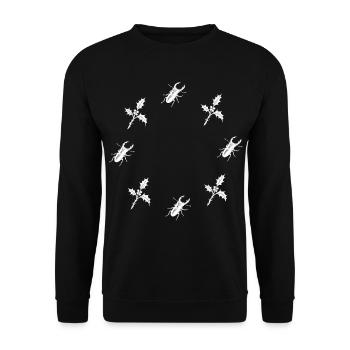 Hirschkäfer & Stechpalme - Botanik - Unisex Pullover - Schwarz - Vorne - Alina (178cm) & Michal (187cm)