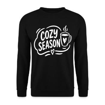 Cozy Season Herbstgetränk  - Unisex Pullover - Schwarz - Vorne - Alina (178cm) & Michal (187cm)