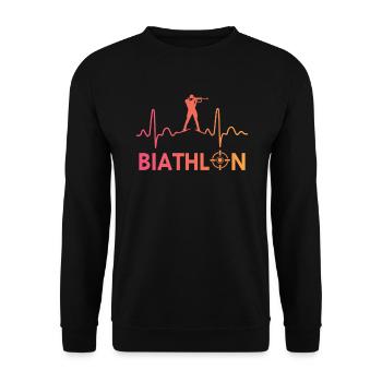 Biathlon Herzschlag Biathlet - Unisex Pullover - Schwarz - Vorne - Alina (178cm) & Michal (187cm)