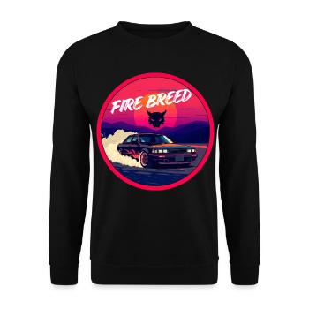 Fire Breed Retro Cyber Wolf JDM Streetwear - Unisex Pullover - Schwarz - Vorne - Alina (178cm) & Michal (187cm)
