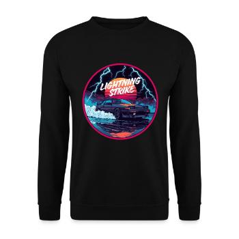 Blitzschlag Tokio Outrun - Unisex Pullover - Schwarz - Vorne - Alina (178cm) & Michal (187cm)