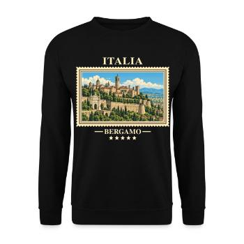 Italien Bergamo Vintage Reisemarke - Unisex Pullover - Schwarz - Vorne - Alina (178cm) & Michal (187cm)