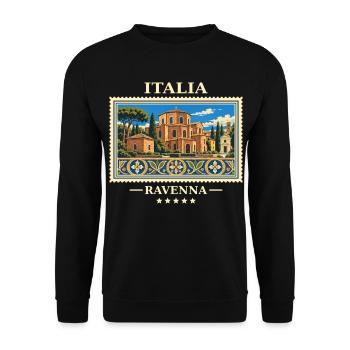 Italien Ravenna Vintage Reisemarke - Unisex Pullover - Schwarz - Vorne - Alina (178cm) & Michal (187cm)