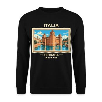 Italien Ferrara Vintage Reisemarke - Unisex Pullover - Schwarz - Vorne - Alina (178cm) & Michal (187cm)