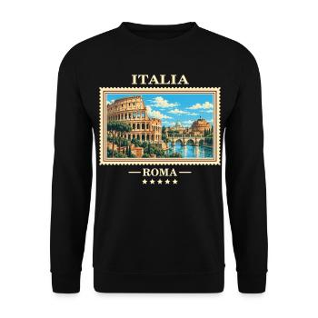 Italien Rom Vintage Reisemarke - Unisex Pullover - Schwarz - Vorne - Alina (178cm) & Michal (187cm)