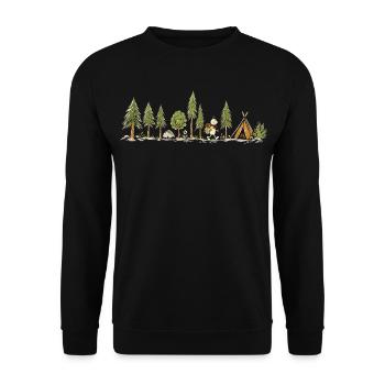 Wandern Camping Pfadfinder Wald Outdoor Abenteuer - Unisex Pullover - Schwarz - Vorne - Alina (178cm) & Michal (187cm)