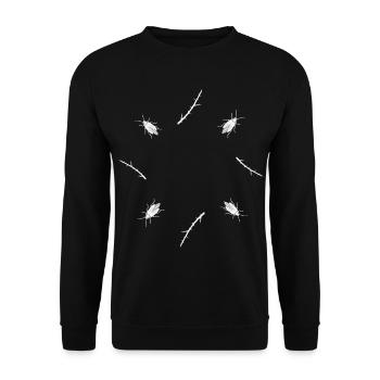 Dornenzweig & Leuchtkäfer - Naturmotiv - Unisex Pullover - Schwarz - Vorne - Alina (178cm) & Michal (187cm)