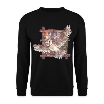 Nacht Schleiereule Magie Fantasy Mythisch Hexe - Unisex Pullover - Schwarz - Vorne - Alina (178cm) & Michal (187cm)