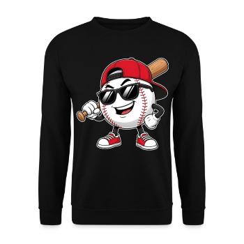 Cooler Baseball mit Schläger & Sonnenbrille - Unisex Pullover - Schwarz - Vorne - Alina (178cm) & Michal (187cm)