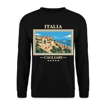 Italien Cagliari Vintage Reisemarke - Unisex Pullover - Schwarz - Vorne - Alina (178cm) & Michal (187cm)
