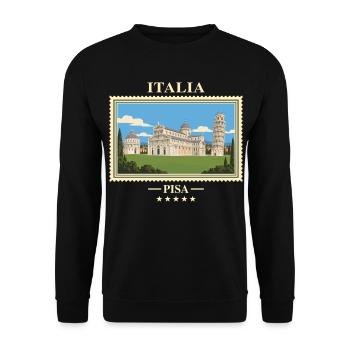 Italien Pisa Vintage Reisemarke - Unisex Pullover - Schwarz - Vorne - Alina (178cm) & Michal (187cm)