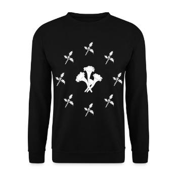 Pilze & Stechpalme - Botanische Kunst - Unisex Pullover - Schwarz - Vorne - Alina (178cm) & Michal (187cm)