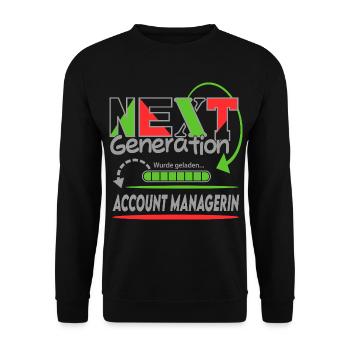 Account Managerin Next Generation Beruf Arbeit Job - Unisex Pullover - Schwarz - Vorne - Alina (178cm) & Michal (187cm)