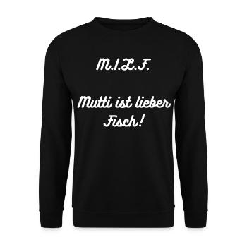 HN Mutti ist lieber Fisch - Unisex Pullover - Schwarz - Vorne - Alina (178cm) & Michal (187cm)