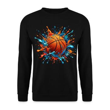 Basketball Color Splash Basket Ballon Basketteur - Unisex Pullover - Schwarz - Vorne - Alina (178cm) & Michal (187cm)