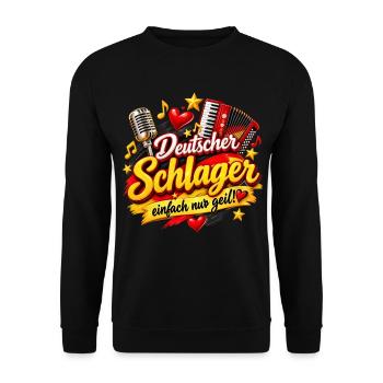 Deutscher Schlager: Einfach Geil - Unisex Pullover - Schwarz - Vorne - Alina (178cm) & Michal (187cm)