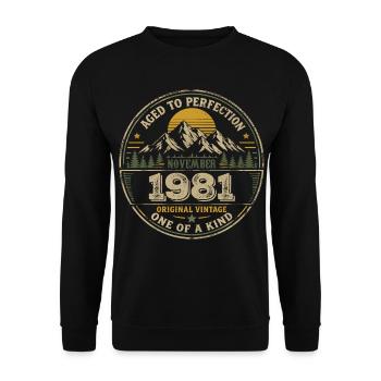 November 1981 Geburtstagsgeschenk November 1981 - Unisex Pullover - Schwarz - Vorne - Alina (178cm) & Michal (187cm)
