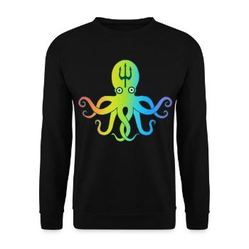 Mehrfarbiger Oktopus - Unisex Pullover - Schwarz - Vorne - Alina (178cm) & Michal (187cm)