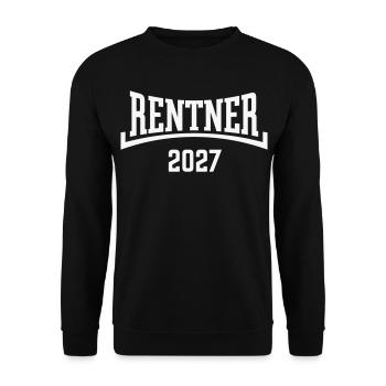 Rentner 2027 (Rente / Ruhestand / Konkav / White) - Unisex Pullover - Schwarz - Vorne - Alina (178cm) & Michal (187cm)