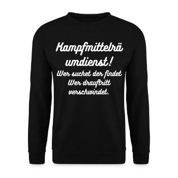 HN Kampfmittel Text Retro Script - Unisex Pullover - Schwarz - Vorne - Alina (178cm) & Michal (187cm)