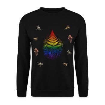 Farn & Libelle & Wespe - Botanische Kunst LGBTQ - Unisex Pullover - Schwarz - Vorne - Alina (178cm) & Michal (187cm)