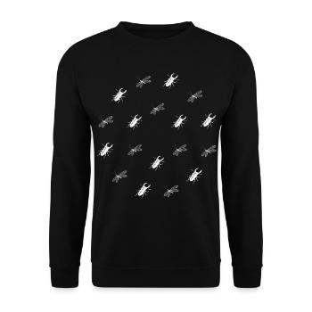 Libelle & Hirschkäfer - Dark Botanical - Unisex Pullover - Schwarz - Vorne - Alina (178cm) & Michal (187cm)