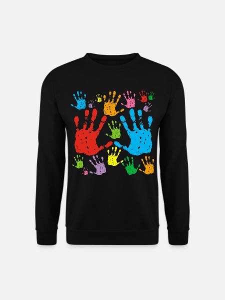 Mehrfarbige Handabdrücke - Unisex Pullover - Schwarz