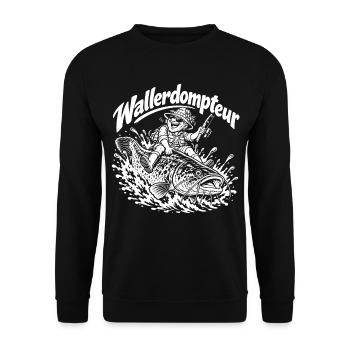 Wels Angeln - Unisex Pullover - Schwarz - Vorne - Alina (178cm) & Michal (187cm)