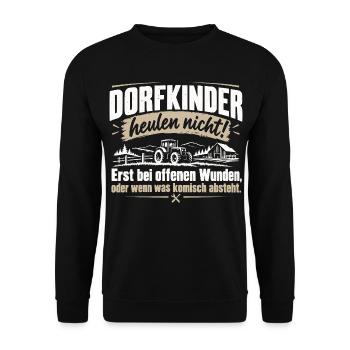Dorfkinder heulen nicht Landleben Humor - Unisex Pullover - Schwarz - Vorne - Alina (178cm) & Michal (187cm)