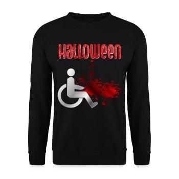 Halloween Blut Rollstuhl - Unisex Pullover - Schwarz - Vorne - Alina (178cm) & Michal (187cm)