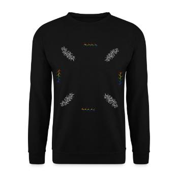 Dornenzweig & Blumenranke - Dark Botanical LGBTQ - Unisex Pullover - Schwarz - Vorne - Alina (178cm) & Michal (187cm)