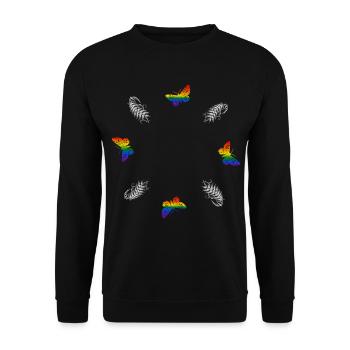 Schmetterling - Botanische Kunst LGBTQ - Unisex Pullover - Schwarz - Vorne - Alina (178cm) & Michal (187cm)