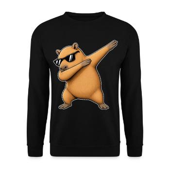Dabbing Capybara mit Sonnenbrille - Unisex Pullover - Schwarz - Vorne - Alina (178cm) & Michal (187cm)