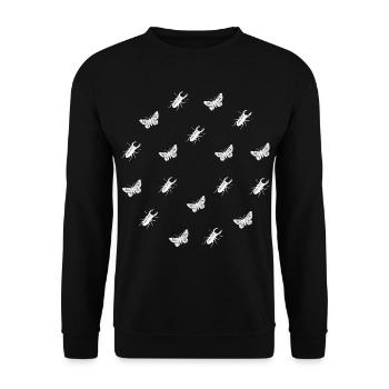 Hirschkäfer & Schmetterling - Naturmotiv - Unisex Pullover - Schwarz - Vorne - Alina (178cm) & Michal (187cm)