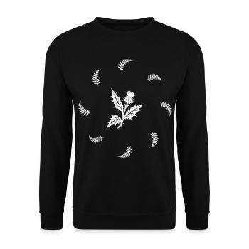 Distel & Farn - Dark Botanical - Unisex Pullover - Schwarz - Vorne - Alina (178cm) & Michal (187cm)