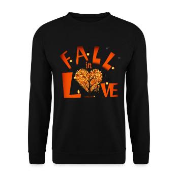 Herbstliebe Baumherz mit Laternen - Unisex Pullover - Schwarz - Vorne - Alina (178cm) & Michal (187cm)